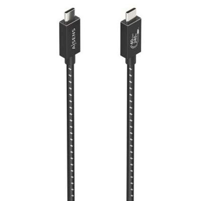 AISENS A156-0867 USB4-kabel Gen3X2, aluminium, 40 Gbit/s, 8K bij 60Hz, 5A, 48V, 240W, E-merk, type USB-C/M-USB-C/M, zwart, 1m