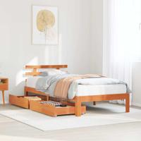 Bedframe met lades massief grenenhout wasbruin 100x200 cm - thumbnail