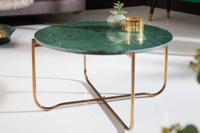 Ronde salontafel NOBLE 65cm groen marmer afneembaar tafelblad opvouwbaar goud metaal - 40362 - thumbnail