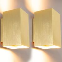 2x Cometa oro by LUSENZ - Up and downlight - Rechthoekige wandlamp met geborsteld gouden coating - thumbnail