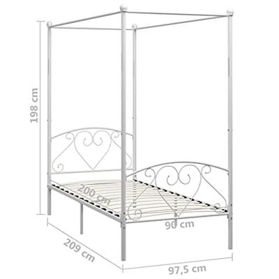 Hemelbedframe metaal wit 90x200 cm