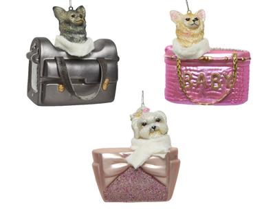 Ornament glas L10b5.5h10.5 cm roze kerst Decoris - Decoris