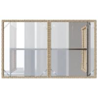 Tuintafel met glazen blad 110x68x70 cm poly rattan beige - thumbnail