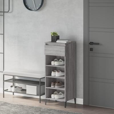 Schoenenrek 40x36x105 cm bewerkt hout grijs sonoma eikenkleurig