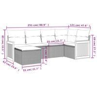 7-delige Loungeset met kussens poly rattan beige - thumbnail