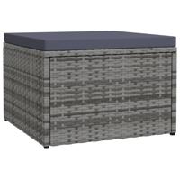 Tuinvoetenbank met kussen poly rattan grijs - thumbnail