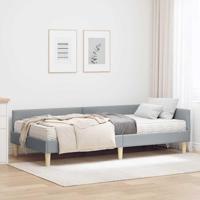 Hoekbedframe met Matras Anders 2 pcs Lichtgrijs Stof - thumbnail