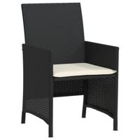 3-delige Bistroset met kussens poly rattan zwart - thumbnail