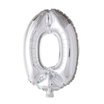 Globos Folie ballon nummer '0' zilver 40cm