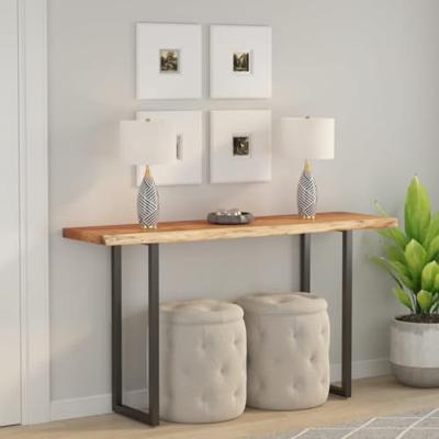 Tafelblad rechthoekig natuurlijke rand 180x40x2,5 cm acaciahout