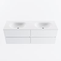 MONDIAZ VICA 140cm badmeubel onderkast Talc 4 lades. Wastafel MOON dubbel 2 kraangaten, kleur Talc. - thumbnail