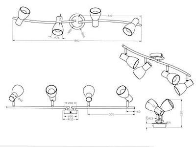 Trio Moderne plafondspotLevisto 4-lichts nikkel mat - 871010407