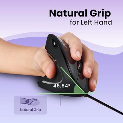 Perixx Perimice-513L Ergonomische muis USB Optisch Zwart 5 Toetsen 2000 dpi Ergonomisch - thumbnail