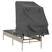 Ligbed met luifel poly rattan lichtgrijs - thumbnail