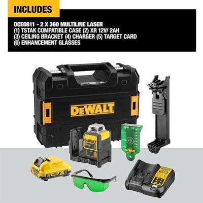 DeWalt DCE0811D1G veelzijdige zelfnivellerende kruislijnlaser 360 graden - DCE0811D1G-QW - thumbnail