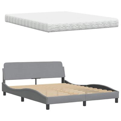 Bed met matras stof lichtgrijs 180x200 cm Bed met matras stof lichtgrijs 180x200 cm