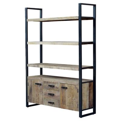 Livingfurn Wandkast 'Strong' Mangohout en staal, 200 x 145cm Livingfurn Wandkast 'Strong' Mangohout en staal, 200 x 145cm