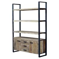 Livingfurn Wandkast 'Strong' Mangohout en staal, 200 x 145cm - thumbnail