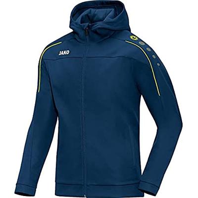 JAKO 6850D Jas Met Kap Classico Dames - Nachtblauw/Citroen - 36