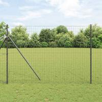 VidaXL Hek met paal grijs 1,6 x 10 m staal en pvc - thumbnail