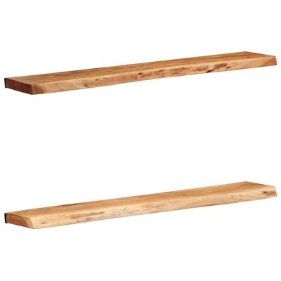 Wandschappen 2 st 100x20x3,5 cm massief acaciahout