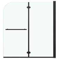 VidaXL Douchewand inklapbaar 2 panelen 120x140 cm esg zwart - thumbnail