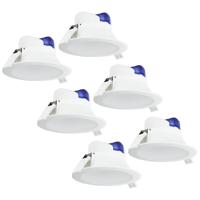 Set van 6 Convexo LED Inbouwspots - Rond - Zeer plat - Ø9,5 cm - 7 Watt 580 Lumen - 6000K daglicht wit - Vervangt 50 Watt - Flikkervrij - IP44 - thumbnail