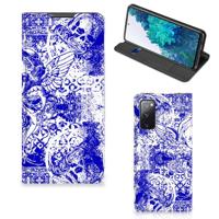 Mobiel BookCase Samsung Galaxy S20 FE Angel Skull Blauw - thumbnail