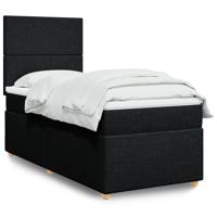 Boxspring met matras stof zwart 180x200 cm - thumbnail