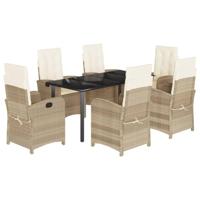 7-delige Tuinset met kussens poly rattan beige - thumbnail