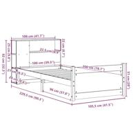 Bed met boekenkast zonder matras grenenhout wit 100x200 cm - thumbnail