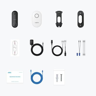 Reolink D340W - 5 MP videodeurbel met bel, 2,4/5 GHz wifi, persoonsdetectie, tweewegaudio, werkt met NVR's