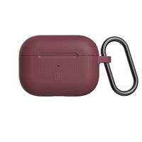 U by UAG [U] DOT Soft Touch siliconen hoes Apple Airpods Pro Case [Wireless Charging Compatible (LED zichtbaar), getextureerd ontwerp, Lightning-aansluiting afdekking, karabijnhaak] aubergine - thumbnail