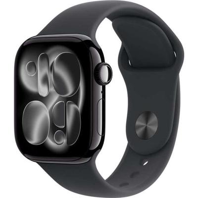 Apple Watch Series 11 GPS 42 mm Smartwatch met kast van gitzwart aluminium, zwart sportbandje (M/L). Slaapscore, conditie bijhouden, gezondheid monitoren, Always‑On display, waterbestendig