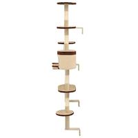 Kattenkrabpaal met krabpalen wandmontage 194 cm beige bruin - thumbnail