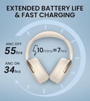 Edifier WH950NB Hybrid Active Noise Cancelling hoofdtelefoon - LDAC Codec met Hi-Res Audio en aangepaste EQ via App na 55 uur speeltijd met opvouwbare draadloze over-ear Bluetooth hoofdtelefoon, Ivoor - thumbnail