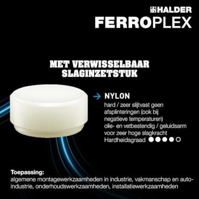 Halder Kunststofhamer | lengte 295 mm kop d. 35 mm | hard stalen buis | nylon wit/temperstaal | 1 stuk - 3677.035 - 3677.035 Halder Kunststofhamer | lengte 295 mm kop d. 35 mm | hard stalen buis | nylon wit/temperstaal | 1 stuk - 3677.035 - 3677.035