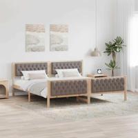 Bedframe met hoofdeinde Taupe 200 x 200 cm Massief grenenhout - thumbnail