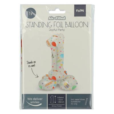 Folat BV Staande folieballon joyful party cijfer 1 -72cm