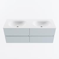 MONDIAZ VICA 130cm badmeubel onderkast Clay 4 lades. Wastafel MOON dubbel zonder kraangat, kleur Talc. - thumbnail