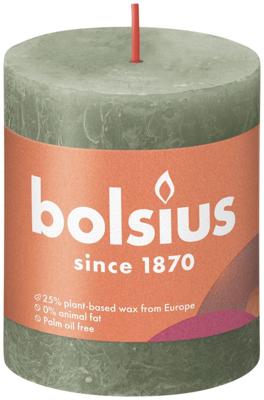Bolsius rustiek stompkaars 80/68 olijf