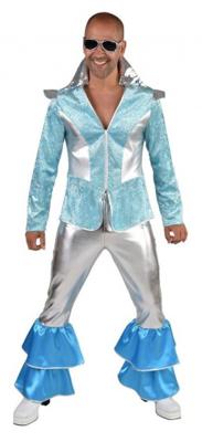 Dancing King Kostuum Lichtblauw/Zilver Premium