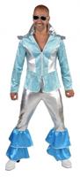 Dancing King Kostuum Lichtblauw/Zilver Premium - thumbnail