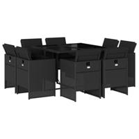 9-delige Tuinset poly rattan zwart - thumbnail