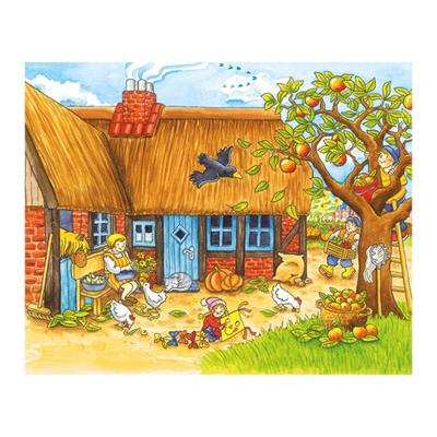 Goki houten blokpuzzel seizoenen op de boerderij, 12st.