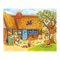 Goki houten blokpuzzel seizoenen op de boerderij, 12st. - thumbnail