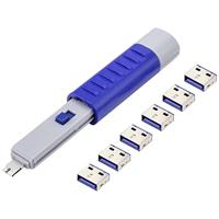 Renkforce RF-4714586 USB-A-poortslot Set van 6 stuks Zilver, Blue Incl. 1 sleutel - thumbnail