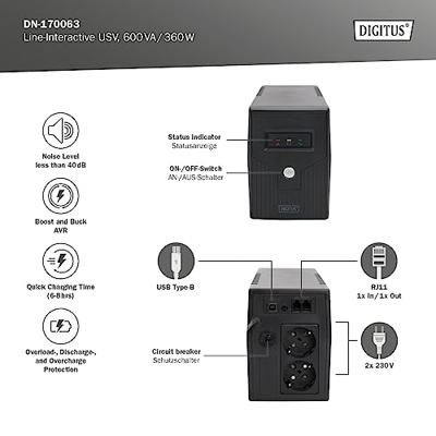 Digitus DN-170063 UPS-systeem 600 VA