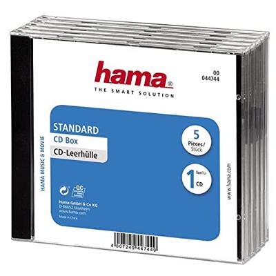 Hama 00044744 CD-hoes 1 CD/DVD/Blu-Ray Transparant, Zwart Polystereen 5 stuk(s)