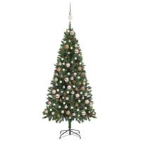 VidaXL Kunstkerstboom met verlichting kerstballen dennenappels 180 cm - thumbnail